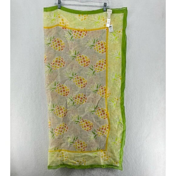 Chico's Square Scarf OS Yellow Penny Pineapple Scarves Oblong Multifunctional - Picture 1 of 11